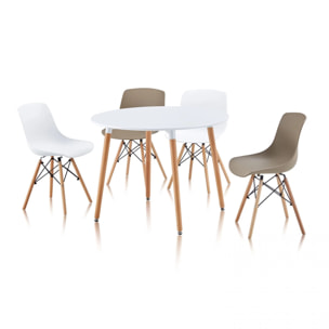 Mesa de comedor redonda Skandia Blanco - Madera de haya