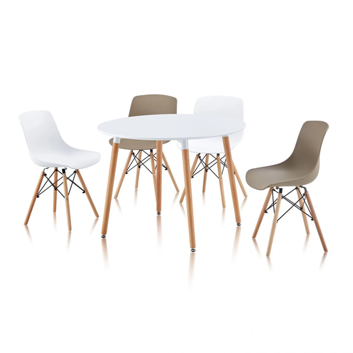 Mesa de comedor redonda Skandia Blanco - Madera de haya