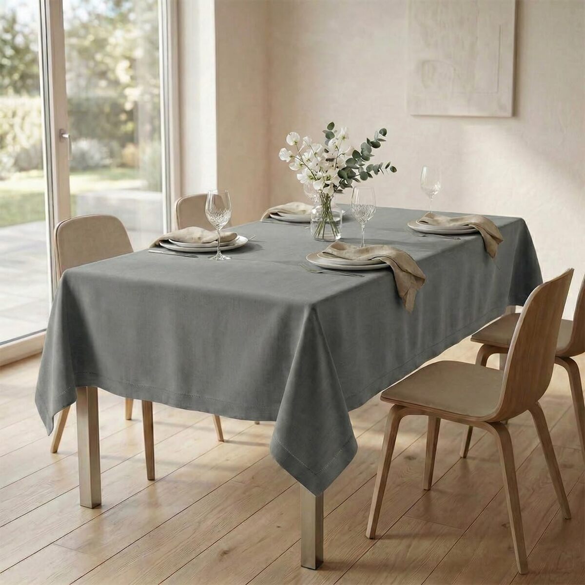 Tovaglia ajour in cotone - GRIGIO SCURO