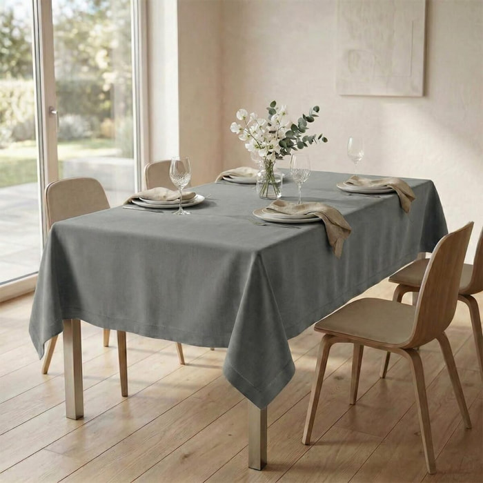 Tovaglia ajour in cotone - GRIGIO SCURO