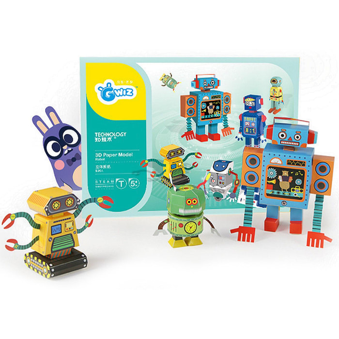 kit manualidades 3D papel ORIGAMI. Figuras Robot Kingdom.