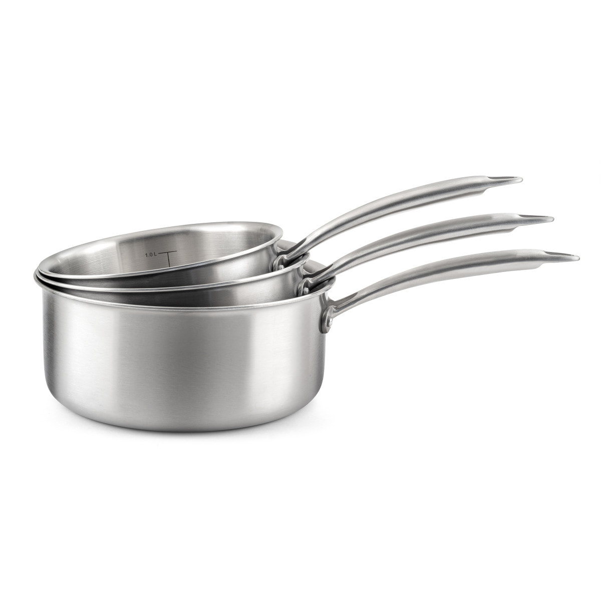 Gourmet - Set di 3 pentole in acciaio inox 16/18/20 cm, 1 padella in acciaio inox 24 cm, 1 coperchio da 24 cm