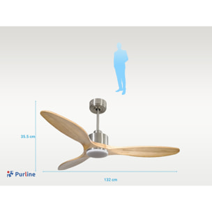 Ventilateur de plafond Réversible  Thermostat Dimmable Wifi Moteur à courant continu Toits en pente Télécommande Lumière à trois tons Hypersilence Mémoire