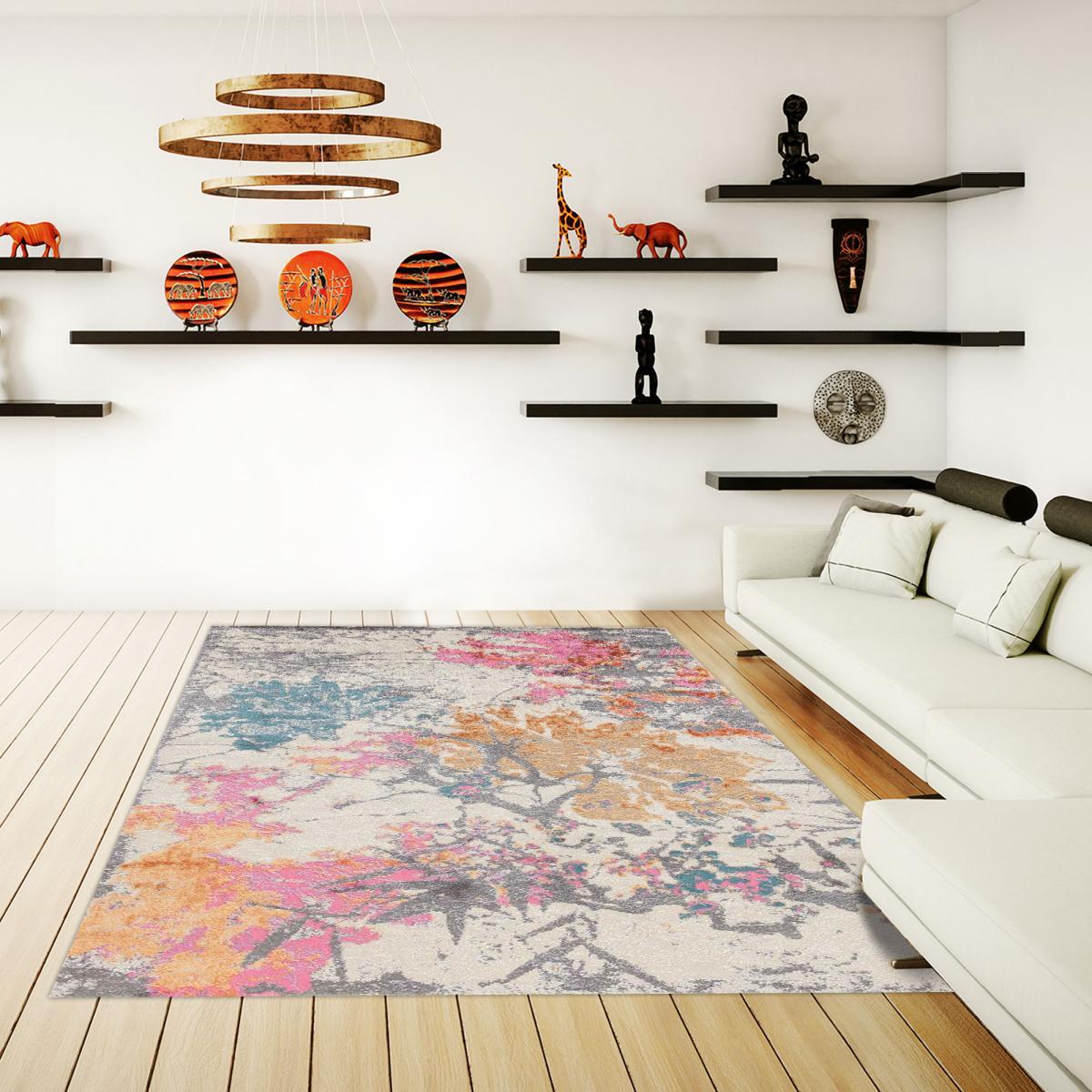 Tapis salon et chambre tissé motif floral POTO