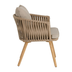 Kave Home - Sedia Hemilce in corda beige e gambe in legno massello di acacia FSC 100%