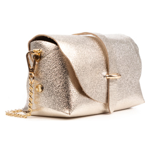 Aurora Bolso bandolera Mujer. Piel auténtica Gamuza lacado texturizado brillante.