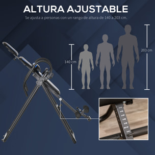 HOMCOM Tabla de Inversión Plegable con Ruedas, Altura Ajustable 140-203 cm, Banco de Inversión con Cinturón de Seguridad y Soporte de Lumbar, para Aliviar Espalda y Mejorar la Circulación