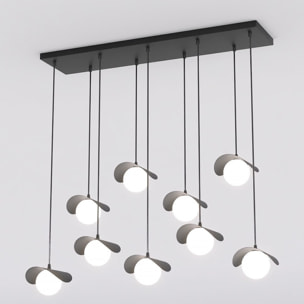 Lampada a sospensione Ritual 9 in acciaio nero e vetro
