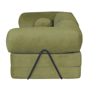 Nebula - Canapé 3 places convertible en velours texturé - Vert Kaki
