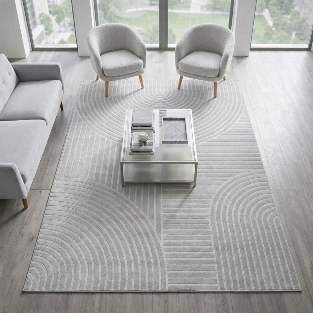 Tapis salon et chambre tissé motif géométrique SUDU