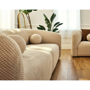 Charles - canapé droit 2 places en velours texturé - Beige