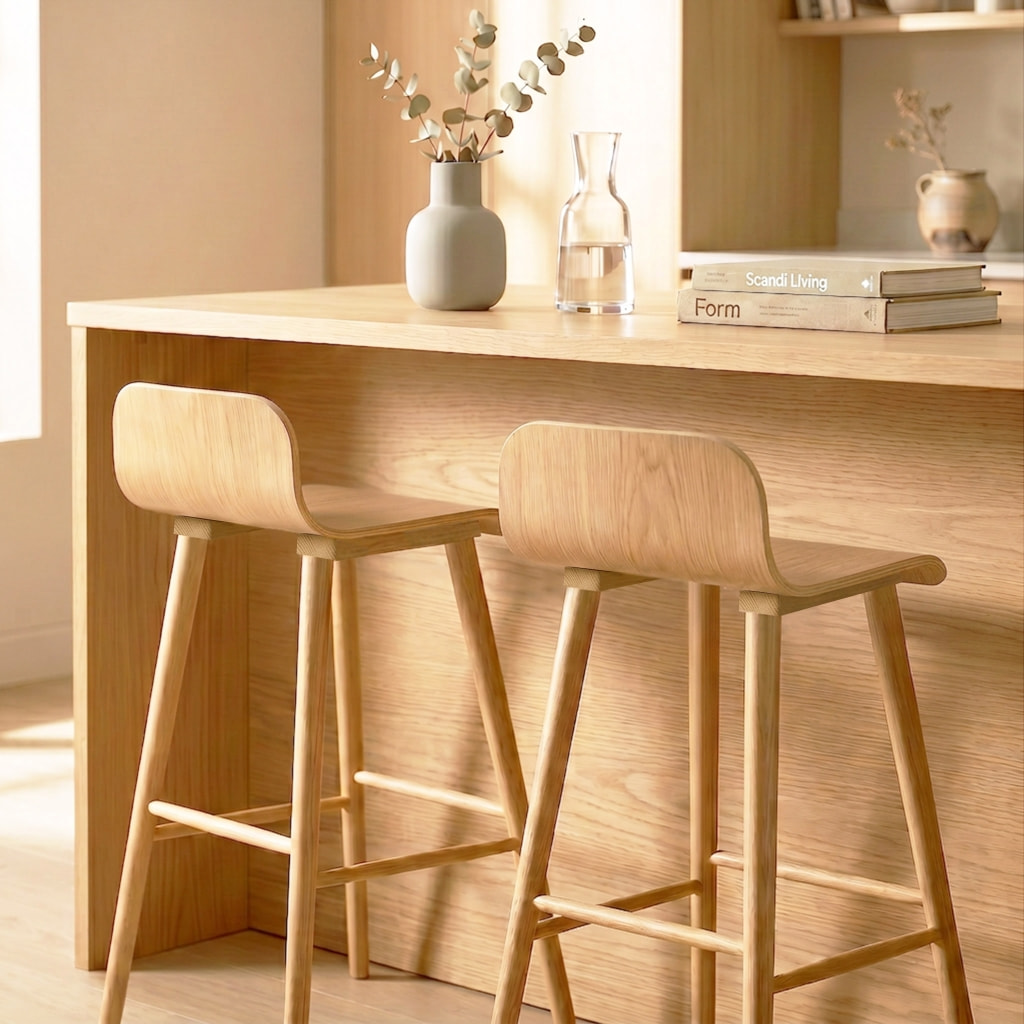 Tabouret de bar scandinave bois d'hévéa 67,5cm (lot de 2) CASSIA
