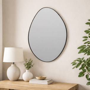 WELL HOME Espejo rectangular diseño variado de pared 47x35x1,5cm con gancho trasero para entrada o dormitorio