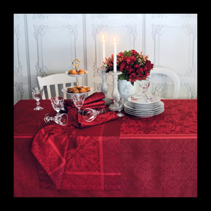Nappe anti tache pur coton motif jacquard Cassandre grenat