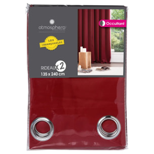 Lot de 2 rideaux occultants rouge 135x240cm