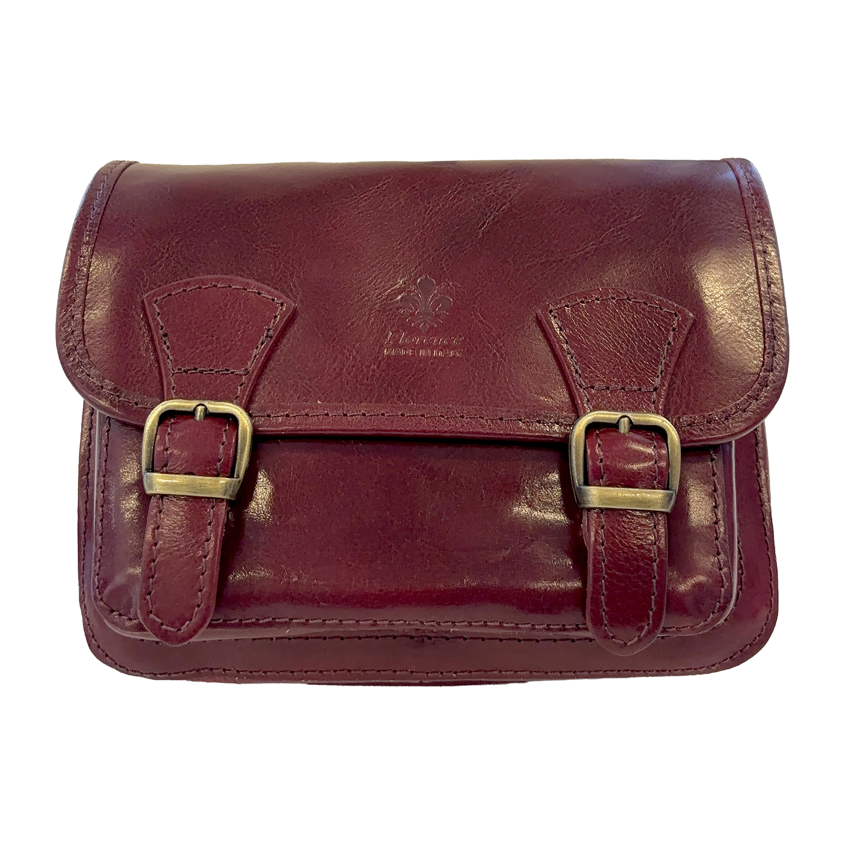 Borsa a Tracolla in Pelle da Donna, Tracolla Vintage con Doppia Fibbia e Chiusura Magnetica