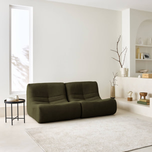 Lot de 2 fauteuils chauffeuses en bouclette texturée kaki style contemporain 1 place