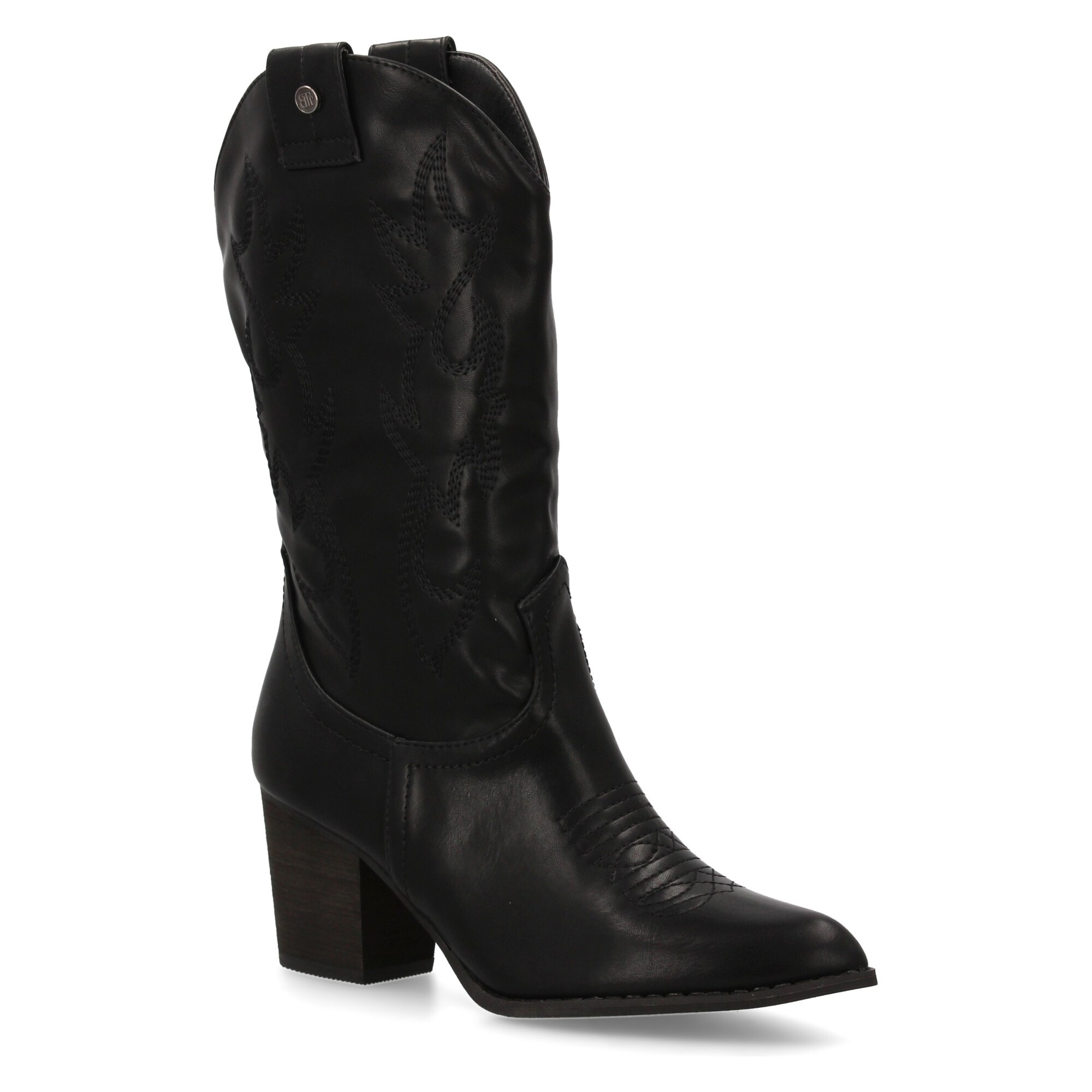 Bota estilo cowboy con caña bordada