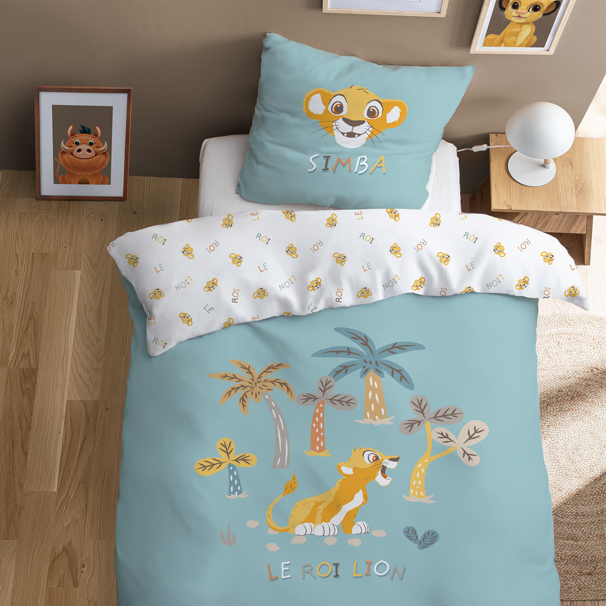 Parure de lit imprimée 100% coton, DISNEY HOME LE ROI LION SAVANE