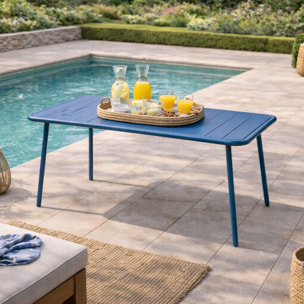 EVORA Table de jardin 4 à 6 places 120cm bleu