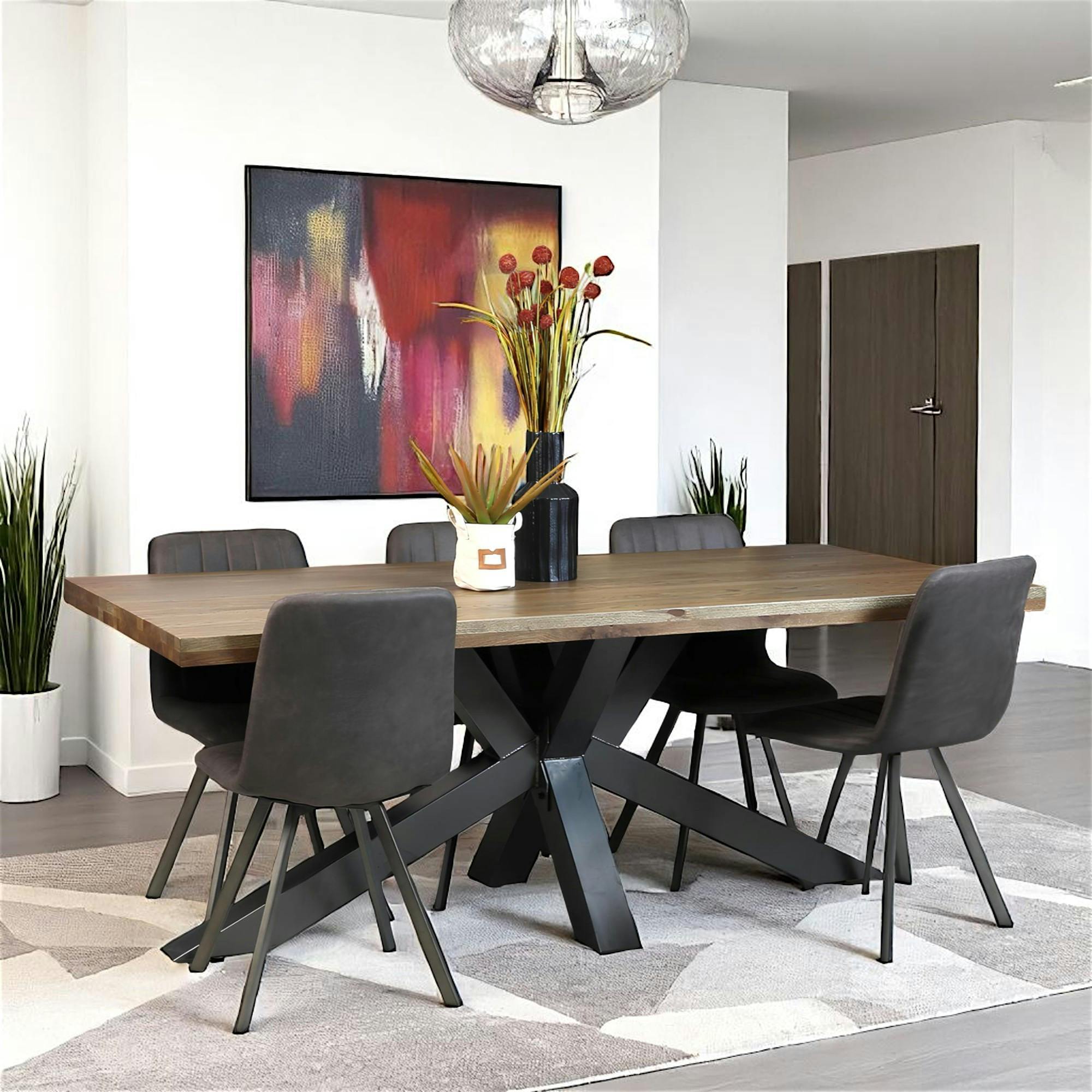 Table pied central en chêne 200 cm HUDSON