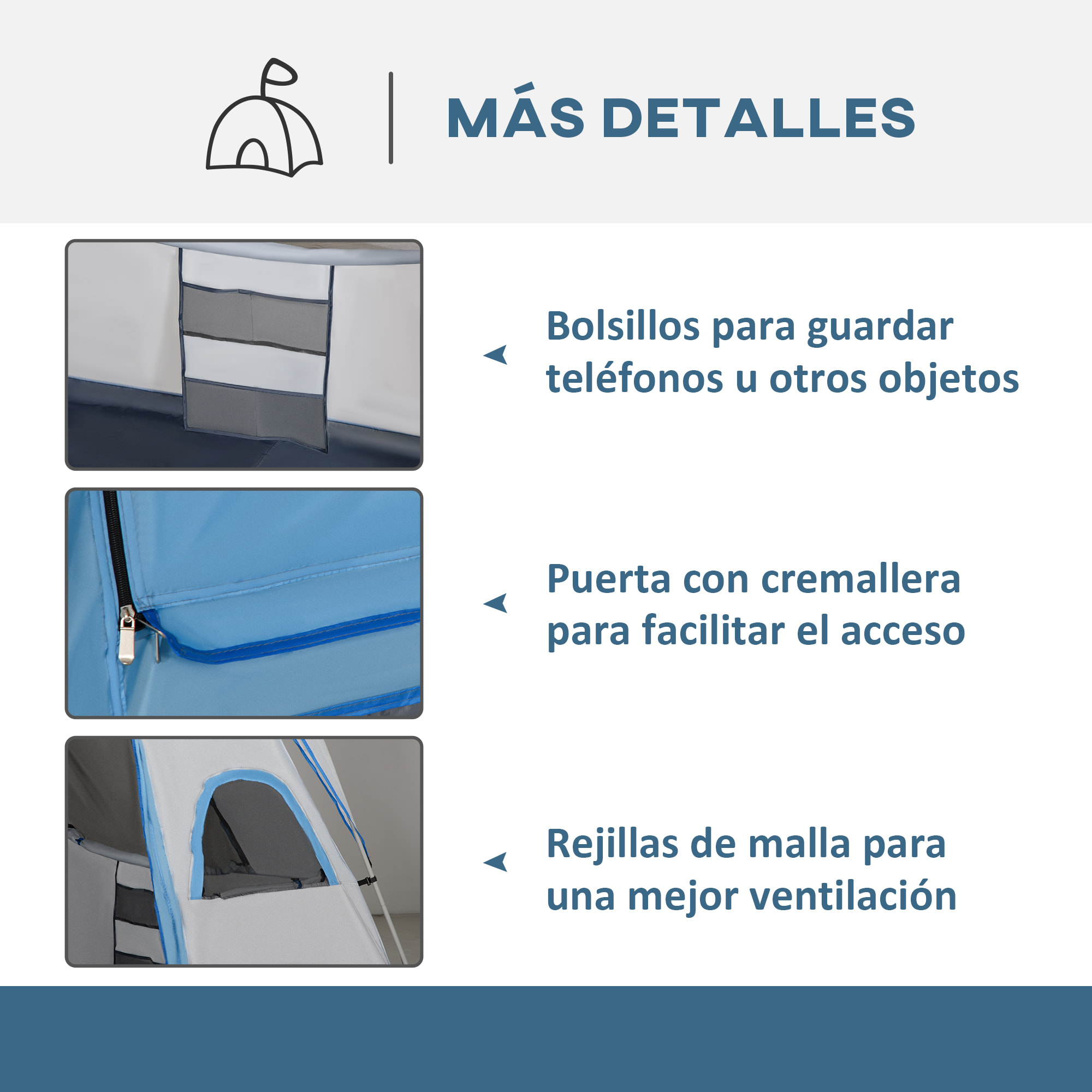 Tienda de Campaña Familiar para 4-8 Personas con 2 Dormitorios Tienda de Camping Grande con 2 Bolsillos y Ventanas con Malla Impermeable 400x275x210 cm Gris y Azul Claro