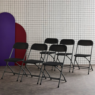 Chaises de réception pliantes – Fiesta – 6 chaises d'appoint en plastique gris foncé et métal