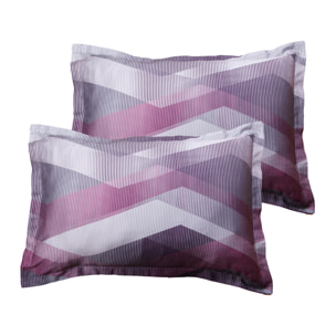 Lot de 2 Taies d'oreiller satin de coton imprimé Helix Purple