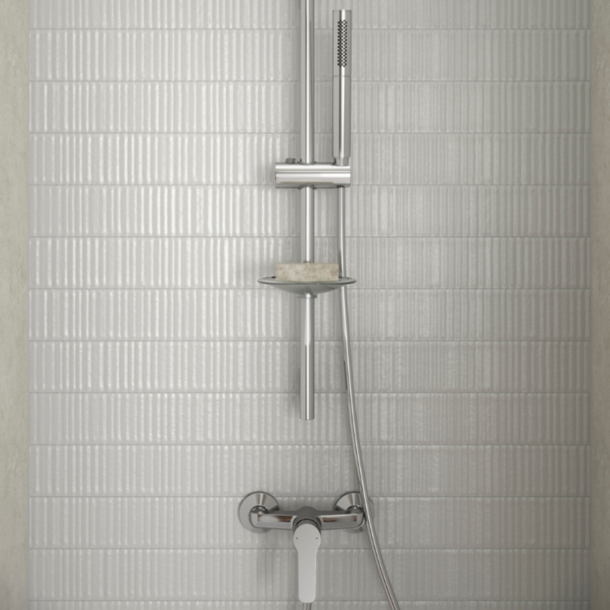 Mitigeur de douche Aimé chrome + Douchette 2 jets chromé + Flexible lisse Chrome