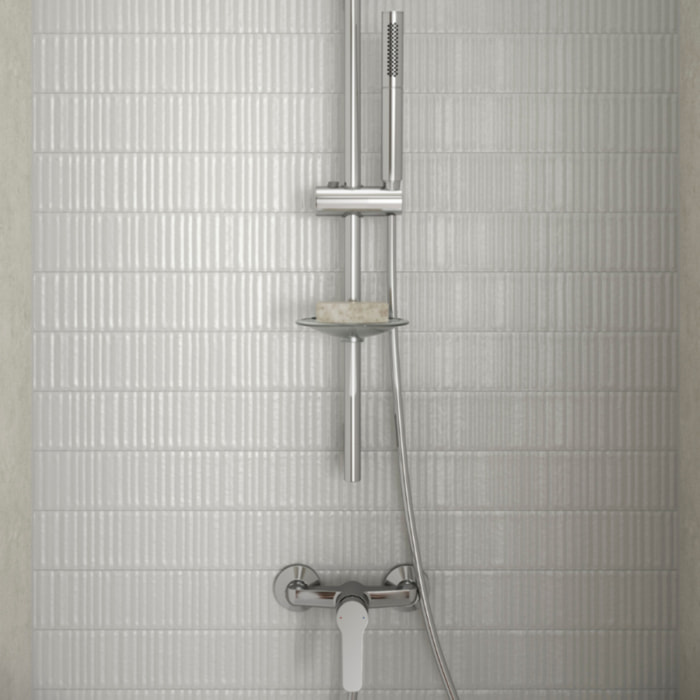 Mitigeur de douche Aimé chrome + Douchette 2 jets chromé + Flexible lisse Chrome