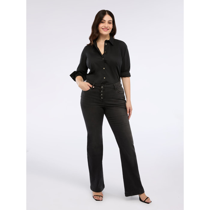 Fiorella Rubino - Jeans acampanados lavado gris oscuro - Gris