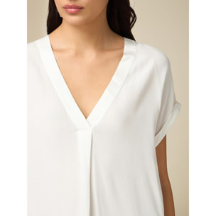 Oltre - Blusa kimono de viscosa - Blanco