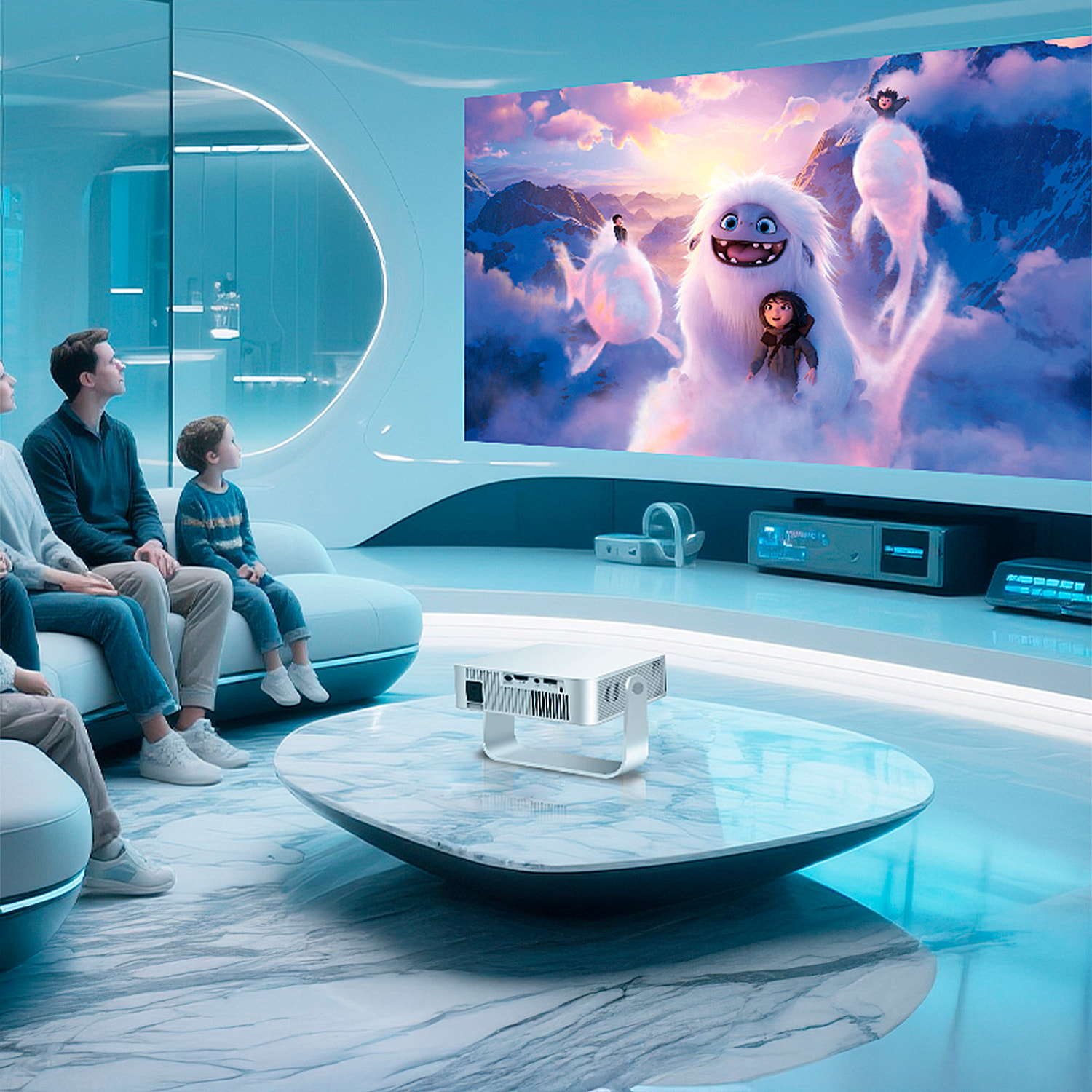 Proiettore LCD X3 supporto 4K UHD, WiFi 6, duplicazione dello schermo per iOS e Android. 30 a 100 pollici, 150 lm. Con telecomando.