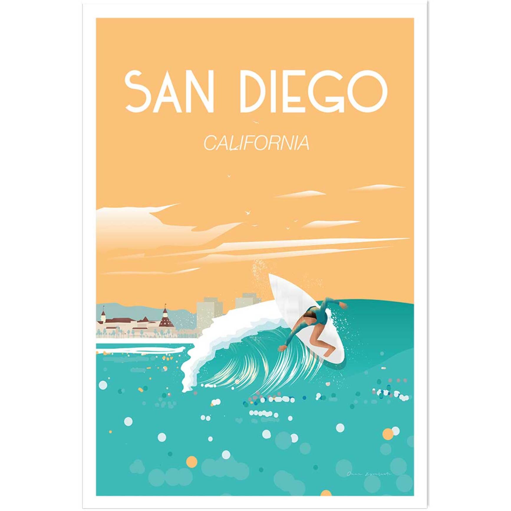 Affiche ville voyage San Diego California Affiche seule