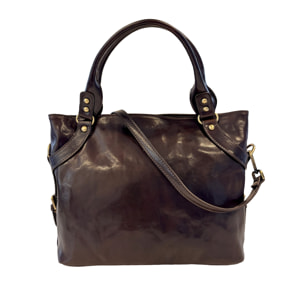 Borsa a Spalla Borsa Shopper da Donna in Pelle Lucida con Tracolla Removibile