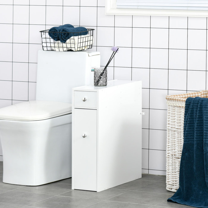 Support papier toilette - porte-papier toilette - armoire pour papier toilette - 2 tiroirs, coffre - MDF blanc