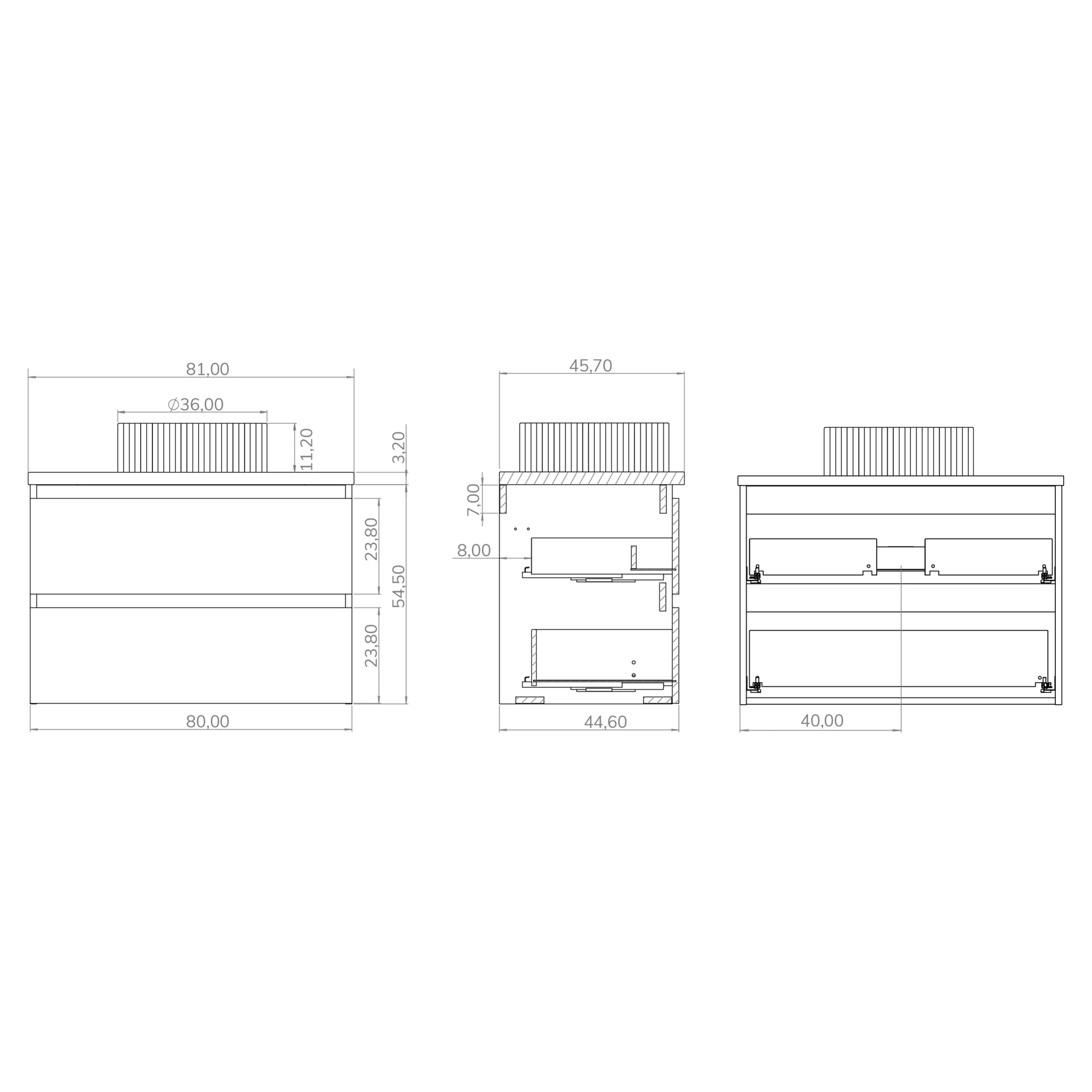 Ensemble de Salle de Bain Glass | 80 cm Nature | Deux Tiroirs | Lavabo en Verre Xampagne | N'inclut pas Miroir | Meuble Monte | Alday