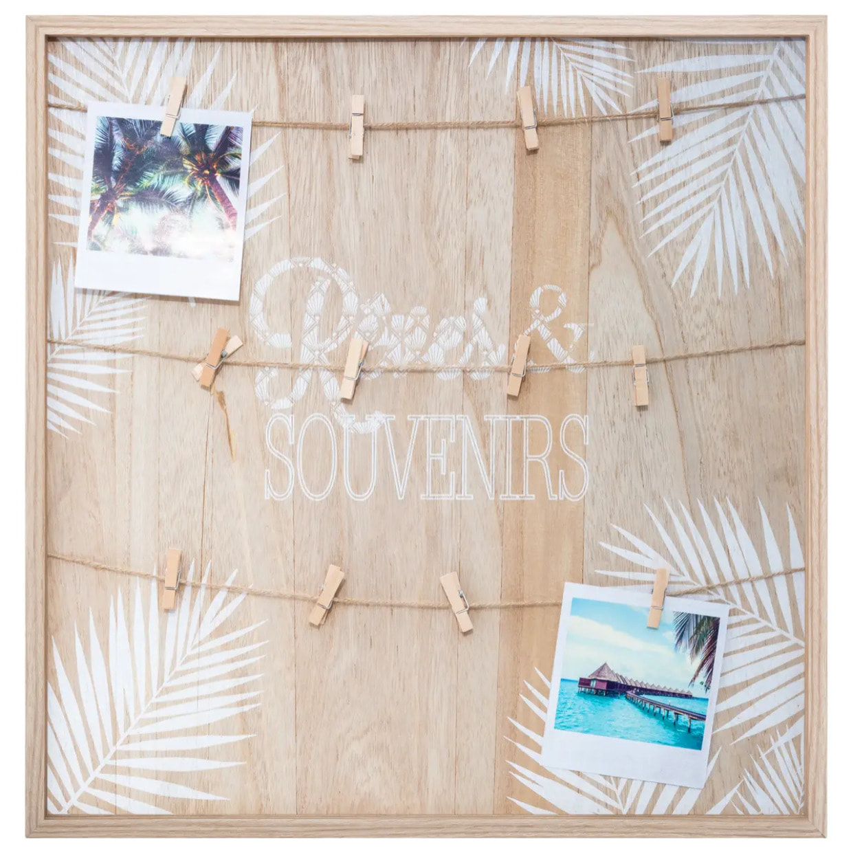 Porte - photos - bois et corde - 48x48 cm