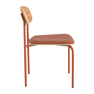 Lot de 2 chaises en bois clair et tissu terracotta - Alba
