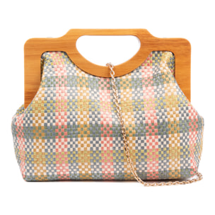 Bogna Bolso de mano Mujer. Fabricado en madera natural y rafia sintética entrelazada.