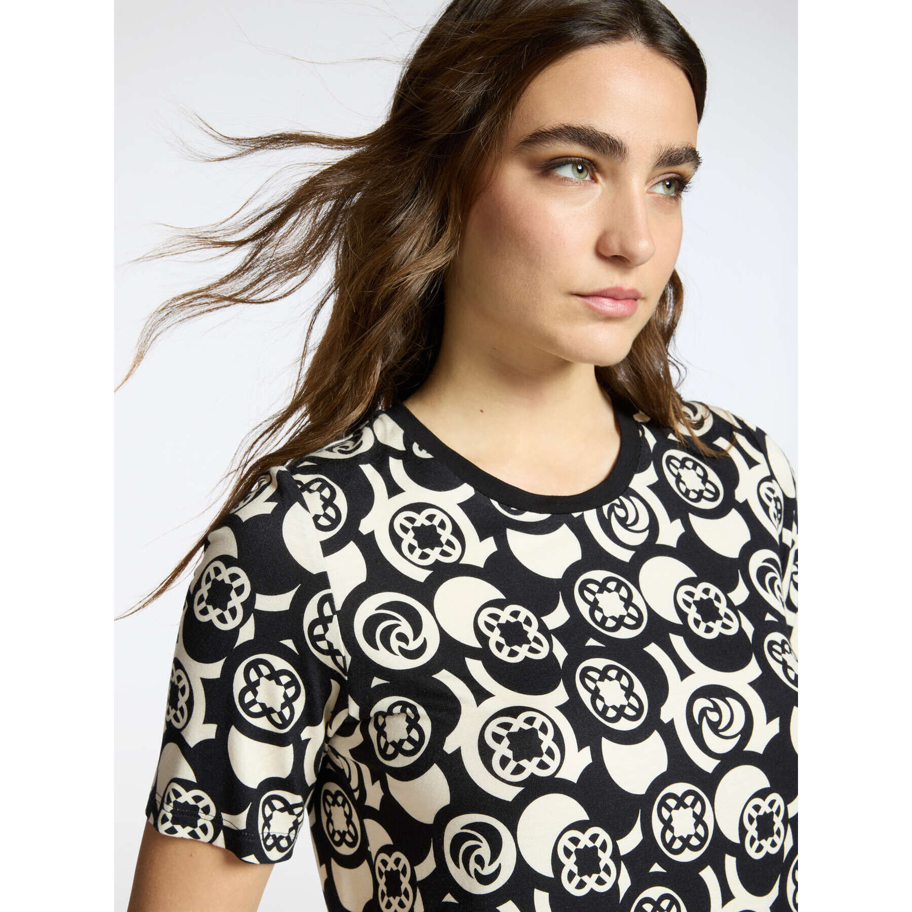 Elena Mirò - Camiseta estampada en viscosa - Negro