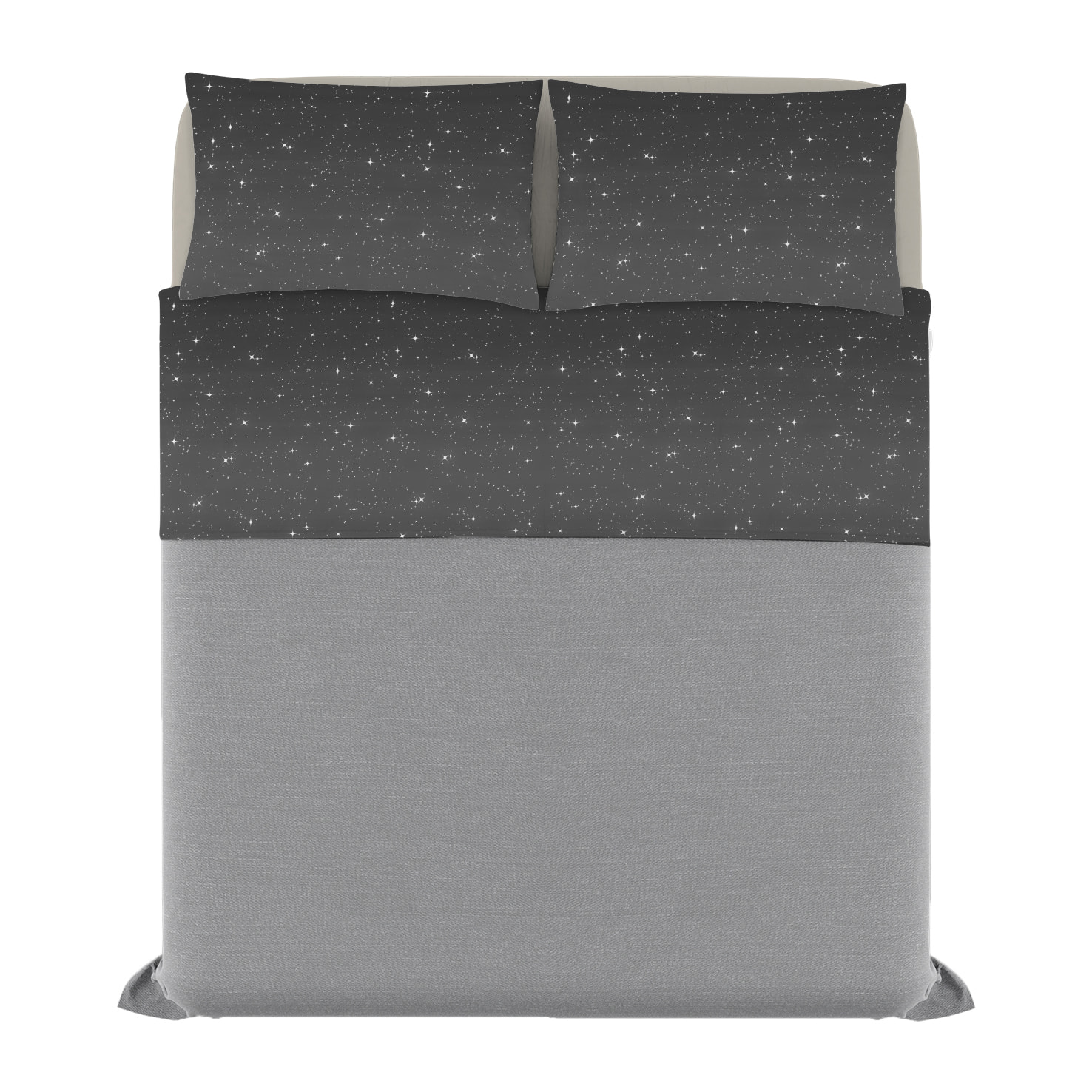 COMPLETO LETTO FASHION MADE IN ITALY MICROFIBRA- STARS GRIGIO MATRIMONIALE