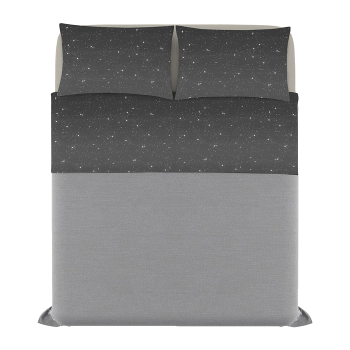 COMPLETO LETTO FASHION MADE IN ITALY MICROFIBRA- STARS GRIGIO MATRIMONIALE