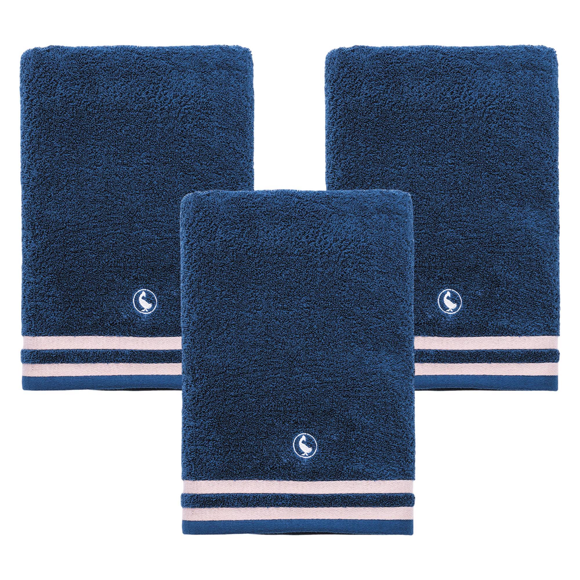 Set de 3 toallas de ducha en color azul marino 70x140cm 100% algodón 500gsm el ganso