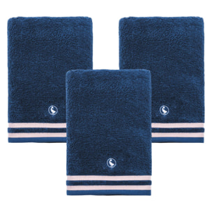 Set de 3 toallas de ducha en color azul marino 70x140cm 100% algodón 500gsm el ganso