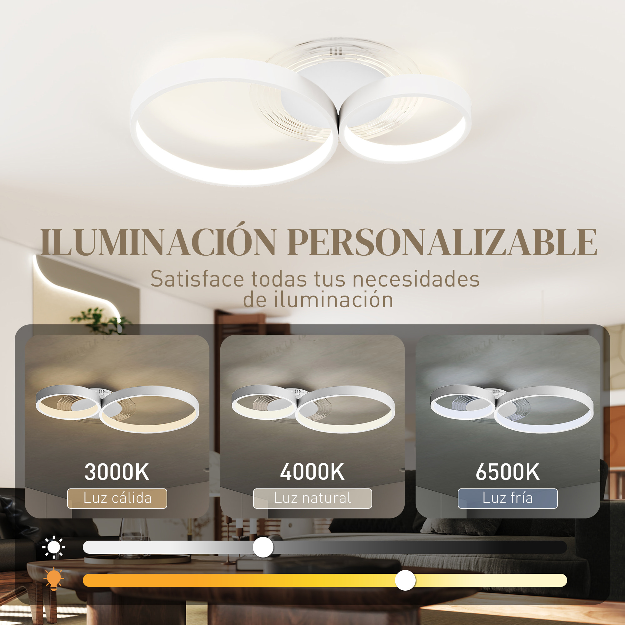 Lámpara de Techo LED 40W Plafón LED Techo Moderno 3000 K/4000 K/6500 K para Dormitorio Salón Cocina Comedor Blanco
