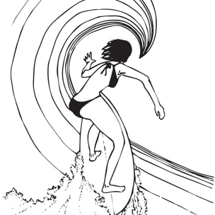 Poster surfeuse tube Affiche sous cadre bois