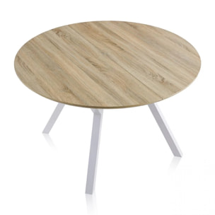 Mesa redonda extensible Aeris Roble - Blanco