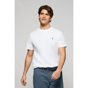 Pack de tres camisetas de manga corta azul marino, blanca y gris vigoré con logo Rigby Go