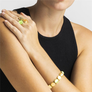 Pulsera con Ojo de Gato Multicolor acabado oro 18k